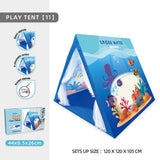 Kids Play Tent for Indoor Outdoor Fun, Waterproof Triangle Teepee with White Mesh Curtains, Spacious V1341-ZY-AALNDJV2-BLUE