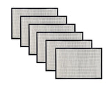 Set of 6 Bamboo Table Placemats White with Black Border 30 x 45cm V442-JTC-PLACEMAT-BAMBOOJA1WBL-BLACK-RE
