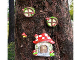 Mushroom House Door Luminous Garden Ornament - Multicolor V1263-JX-941