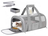 Grey Large Cat & Small Dog Carrier - Soft-Sided, Foldable & Breathable Pet Travel Bag V888-ELOSUNG38484