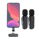 2-in-1 Wireless Lavalier Microphone Rechargeable Plug-Play Clip on Lapel Mic for Live Streaming V1263-JX-7035
