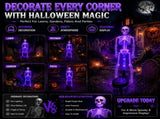 Solar Skeleton Lamp Yard Stake Halloween Decorations Garden Light, 28'' Glow Bones Figurine LED V1107-124-62274-ORG-2PACK