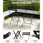 Gardeon 3PC Outdoor Bistro Set Steel Table and Chairs Patio Furniture Black ODF-METAL-3PCS-BK