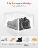 VEVOR Shoe Storage Boxes, 12 Pack Clear Stackable Shoe Boxes Storage Organizers with Magnetic Door, V952-KDDQTMCXXHQKSN20V001V0