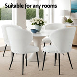 Artiss 2x Dining Chairs Sherpa Boucle Wing Back White UPHO-C-DIN-2514-WHX2
