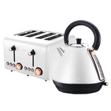 Pronti Rose Trim Collection Toaster & Kettle Bundle - White KTL-TSR-COM-WH