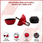 Adjustable 32KG Kettlebell Weight Set Home Gym V63-782525