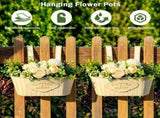 Set of 3 Iron Hanging Flower Pots with Detachable Hooks - Outdoor Planters for Fence, Balcony, V1366-AZ2-W-15092