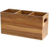 Large Wooden Utensil Holder, 3-Compartment Utensil Organizer for Kitchen, Farmhouse Natural Wood V1369-AZ3-W-08586