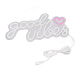 Neon Sign Good Vibes LED Light Acrylic USB Powered Wall Hang Neon Wall Decor for Bar Party Wedding V1294-YM0706-3119230136711