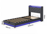 Levede Single Bed Frame Gas Lift Storage LED Light USB BF1065-S
