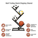 Ball Trolley Rack Display Stand For Basketball Football Storage Heavy Duty Rolling Organiser For V63-920731