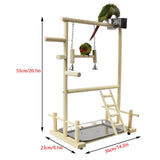 Double Layer Wooden Bird Stand Including Ladder Swing Bell Bird Athletic Toy Stand V1294-YM0717-10150596