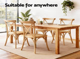 Artiss 4x Dining Chairs Rattan Wooden Kitchen Accent Chair Cafe Lounge Rubber Wood DINC-G-RA-NTX4
