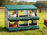 i.Pet Chicken Nesting Box Roll Away Metal Nesting Box Wall Mounted 6 Holes Green PET-CHICK-BOX-6H-GN