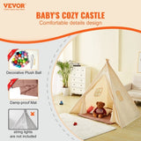 Kids Play Tent, Teepee Tent for Kids 1-5 Years Old, Toddler Tent with Mat and Plush Decorative V952-GJSETZPZXJCKHHZ4UV0