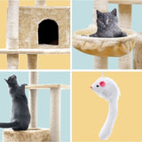 i.Pet Cat Tree 203cm Tower Scratching Post Scratcher Condo Trees House Bed Beige PET-CAT-PCTOP-BE