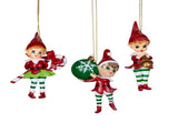 Christabelle 3 Elf Christmas Ornaments Assorted Novelty Figures 10.5cm Xmas Tree Decorations Ha 112_SHD2007