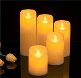 Battery Operated Candles with Timer in Waterproof Flameless Led Pillar Candles, Small, Slim Electric V1107-124-06929-YEL-5PACK