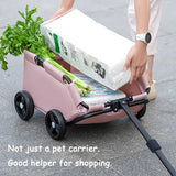Pink Compact Foldable Pet Stroller for Dogs and Cats Lightweight Travel Pushchair for Small Pets, V888-ELOSUNG13218