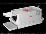 Pawz Stainless Steel Cats Litter Box Hooded High Enclosed Large Kitty Toilet PT1402-GY-AU