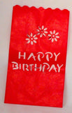 50 Pack Red Happy Birthday Luminary Paper Candle Tea Light Lantern Bags Garden Anniversary Birthday V382-REDBDYLUM50