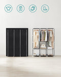 SONGMICS Clothes Wardrobe Portable Closet with Cover and 3 Hanging Rails Black V227-8498101001990