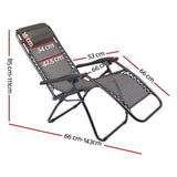 Gardeon Zero Gravity Chair Folding Outdoor Recliner Adjustable Sun Lounge Camping Beige FF-ZGC-BE
