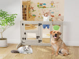 32" Tall Dog Door Gate Freestanding Adjustable Pet Barrier Gate Doorways Stairs V767-XPETDL-78