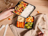 Monbento Flex - The 2 Compartment Lunch Box with Cutlery - Black Onyx V398-MB-53010002