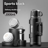 316 Stainless Steel Thermos Large Capacity Thermos Portable Thermos Flask - Black - Size 4000ml V1102-122-29524-BLK-4000ML