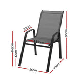 Gardeon 2PC Outdoor Dining Chairs Stackable Lounge Chair Patio Furniture Grey FF-B-STA-CHAIR-GE-X2