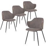 Set of 4 Dining Chairs with Corduroy Cord Fabric in Grey V563-68408_2X