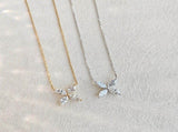 S925 Sterling Silver 4-Leaf Clover Zircon Pendant Necklace 2-Pack - 18K Gold White Gold Plated V1258-DROP002-JEWELRY-02-2PACK