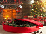 Red Christmas Gift Storage Bag Decoration Bell Wreath Garland Container Waterproof Dustproof V1294-YM0901-3111200129011