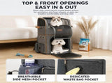 Grey Double Layer Pet Backpack and Trolley Carrier - Foldable Large Capacity Design, Breathable Mesh V888-ELOSUNG52954