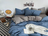 Baolan Light Grey Washed Cotton Bedding Set - Solid Color Fitted Sheet Style, 4-Piece Set for 1.8m V888-ELOSUNG48732