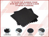 12 Tiles EVA Rubber Foam Gym Mat 60x60cm 2.5cm Thick Fitness Flooring Set V63-823881