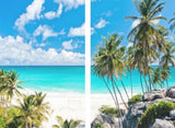 Sea View 3D Printing Blockout Curtains 2x128x160cm PINCH PLEAT Fabric Seascape V702-CNA2-160 HJ2