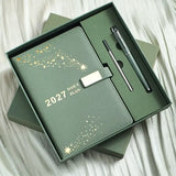 2027 Hardcover Daily Planner Textured Faux Leather Cover, Smooth Eye-Friendly Thick Paper, Gift Box V1232-JSBLH-005
