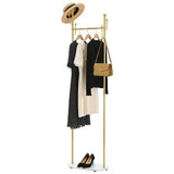 Gold Clothing Rack with Marble Base, Freestanding Modern Coat Rack with Hooks, Small Bedroom Garment V1369-AZ3-W-08823
