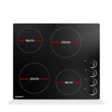 Devanti Electric Ceramic Cooktop 60cm CCT-B-4B-4Z-KNOB-BK