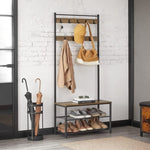 VASAGLE Coat Stand with Shoe Racks Walnut Brown/Black V227-9101101000141