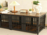 Fin 4 Doors Ultra Thicken Dog Crate Cage End Table Divided Dog Puppy Kennel For 2 Dog V767-P-XL1198-BK-V1