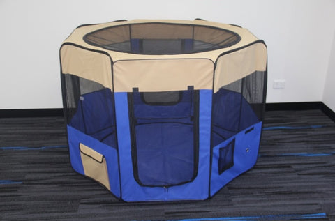 YES4PETS 98 cm High Foldable XL Blue Dog Puppy Cat Cage Soft Playpen Rabbit Enclosure V278-SP5898_BLUE