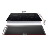 Devanti Electric Ceramic Cooktop 60cm Kitchen Cooker 4 Burner Hob Touch Control 5200W CCT-B-3E-4Z-TOUCH-BK