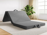 15cm Small King Single BedStory 3-Fold Mattress Folding Foam Bed Washable Cover, 190x80cm XFGH-MA-L-FD-15-SKS-GY