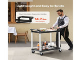 Utility Cart, 300 lbs Load Capacity, 2-tier Utility Plastic Cart with 360&deg Swivel Wheels V952-SXSYTCZHHS2CIXC11V0