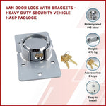 Van Door Lock With Brackets - Heavy Duty Security Vehicle Hasp Padlock V63-824991