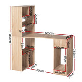 Artiss Computer Desk Bookshelf Drawer Cabinet Oak 120CM FURNI-B-WM120-WD-AB